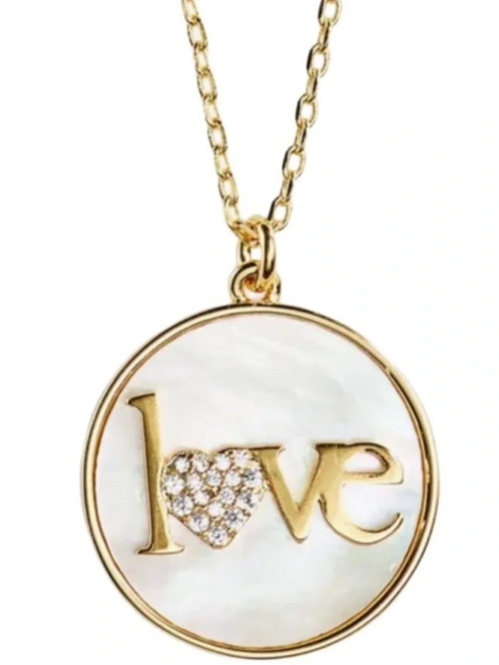 Kate Spade ♠️ Gold plated  'Love' Pendant Necklace with Mother-of-Pearl Inlay